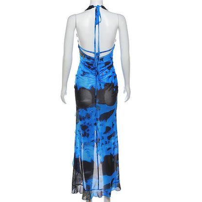 Flowy blue dress from SOUTHWEST UNLIMITED with a fitted bodice and flared skirt, perfect for summer outings.