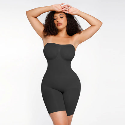 SOUTHWEST UNLIMITED Hourglass strapless bodysuit in black, featuring a sleek, form-fitting design and smooth fabric.