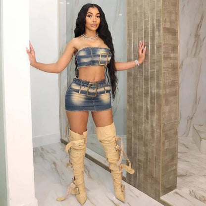 Belted Blues by SOUTHWEST UNLIMITED featuring a stylish blue design with a cinched waist and elegant fabric texture.