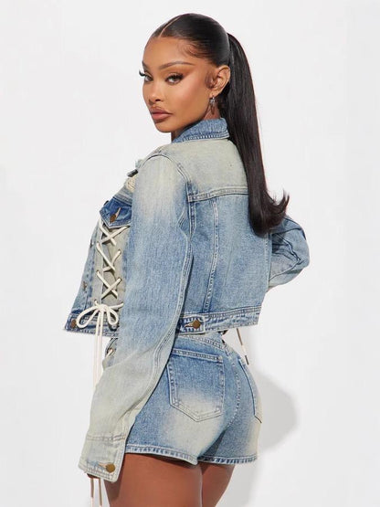 Laced & Loaded Denim Set by SOUTHWEST UNLIMITED featuring a stylish two-piece design in classic denim fabric.