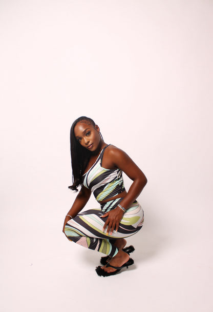 Candied two-piece set by SOUTHWEST UNLIMITED featuring vibrant colors and intricate detailing on the fabric.