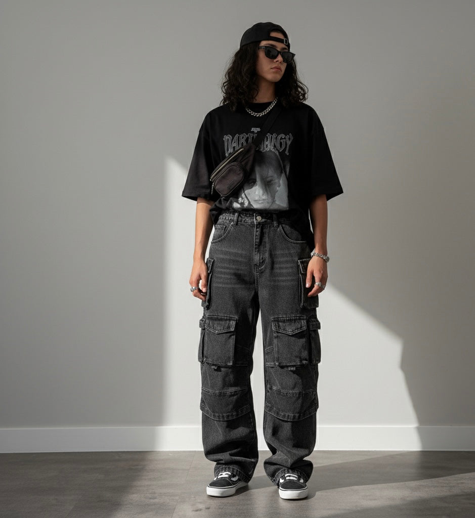 Midnight Utility Cargo pants by SOUTHWEST UNLIMITED featuring multiple pockets and a sleek, dark design.