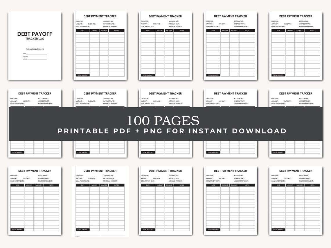 Afdrukbare Schuldafbetalingstracker (PDF + PNG) – Budgetwerkblad voor Saldo, Rente & Vervaldatums