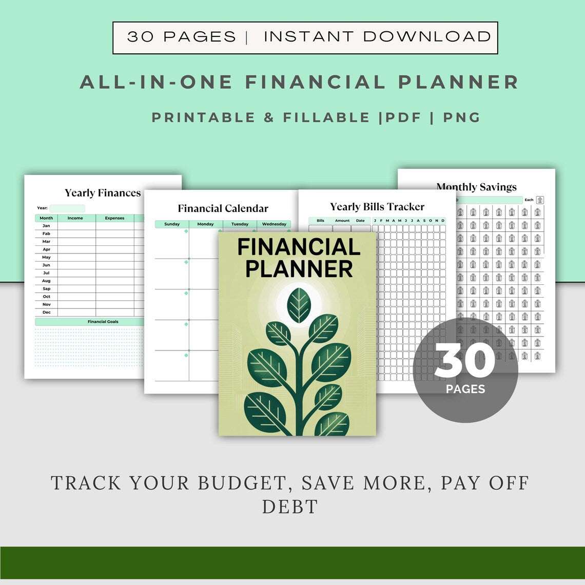 Financiële Planner (PDF) – Maandbudget, Rekeningentracker, Schulden- & Spaarlogboek