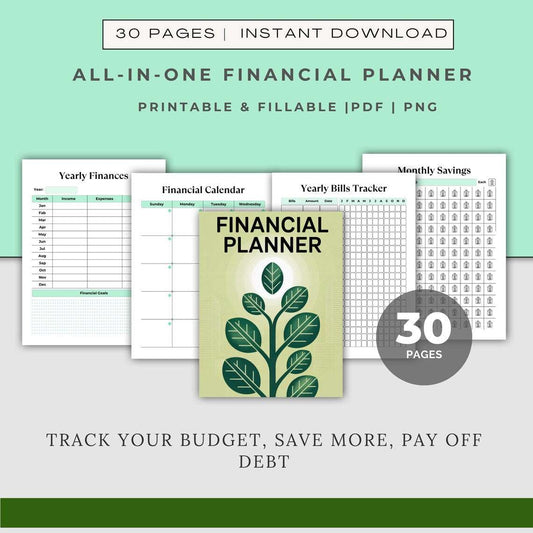 Financiële Planner (PDF) – Maandbudget, Rekeningentracker, Schulden- & Spaarlogboek