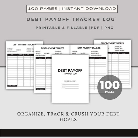 Afdrukbare Schuldafbetalingstracker (PDF + PNG) – Budgetwerkblad voor Saldo, Rente & Vervaldatums